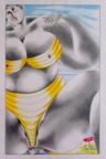BORD DE MER-MAILLOTS DE BAIN .  N°6401 . Encre crayons de couleur 24x15cm
